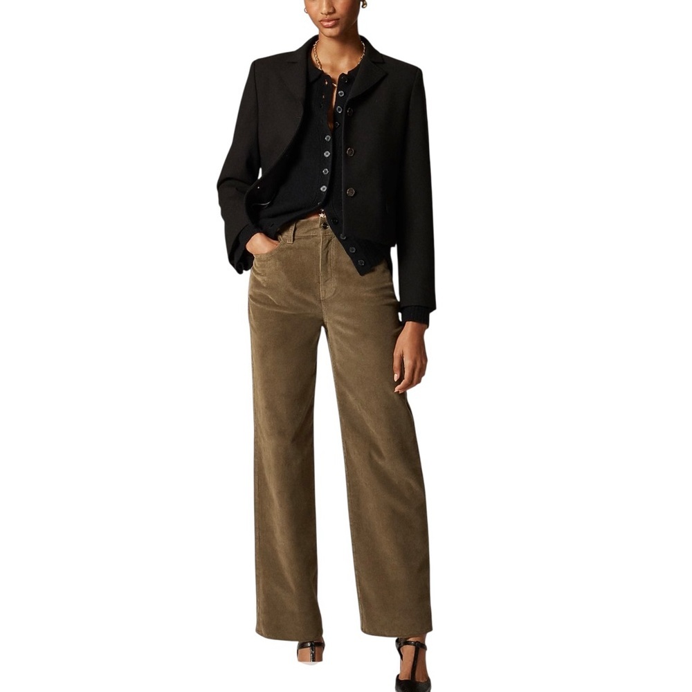 J. Crew Slim Wide Leg Stretch Corduroy Pants NWT 25P Brown - Picture 2 of 11